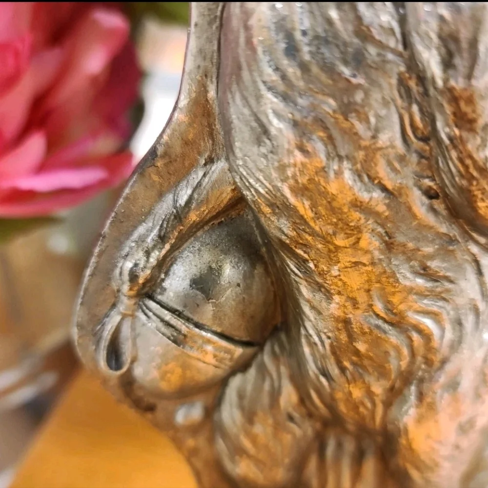 Vintage Antique Style Bunny Rabbit Faux Chocolate Tin Mold Silver Easter Spring